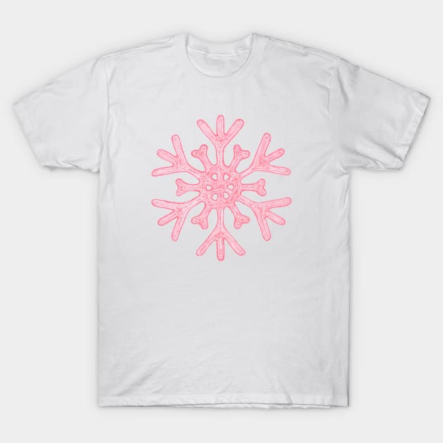 Snowflake (coral) T-Shirt by calenbundalas